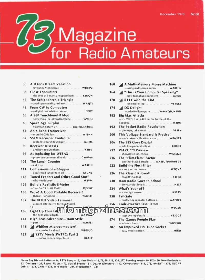 Cover of 73 Magazine issue December 1978: 73 Magazine for Radio Amateurs