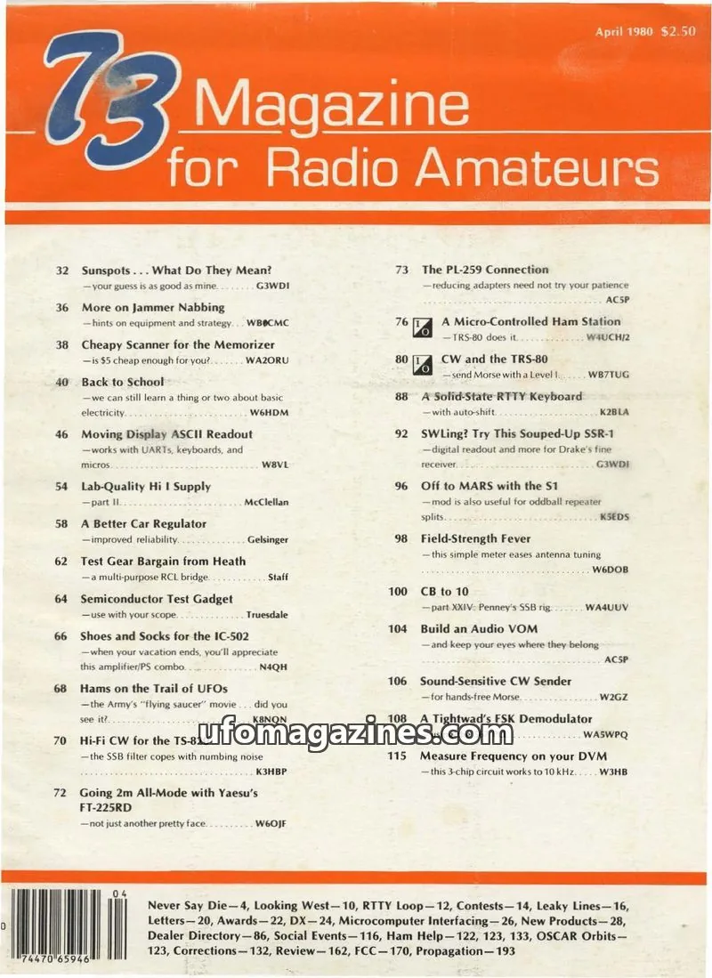 Cover of 73 Magazine issue April 1980: 73 Magazine for Radio Amateurs