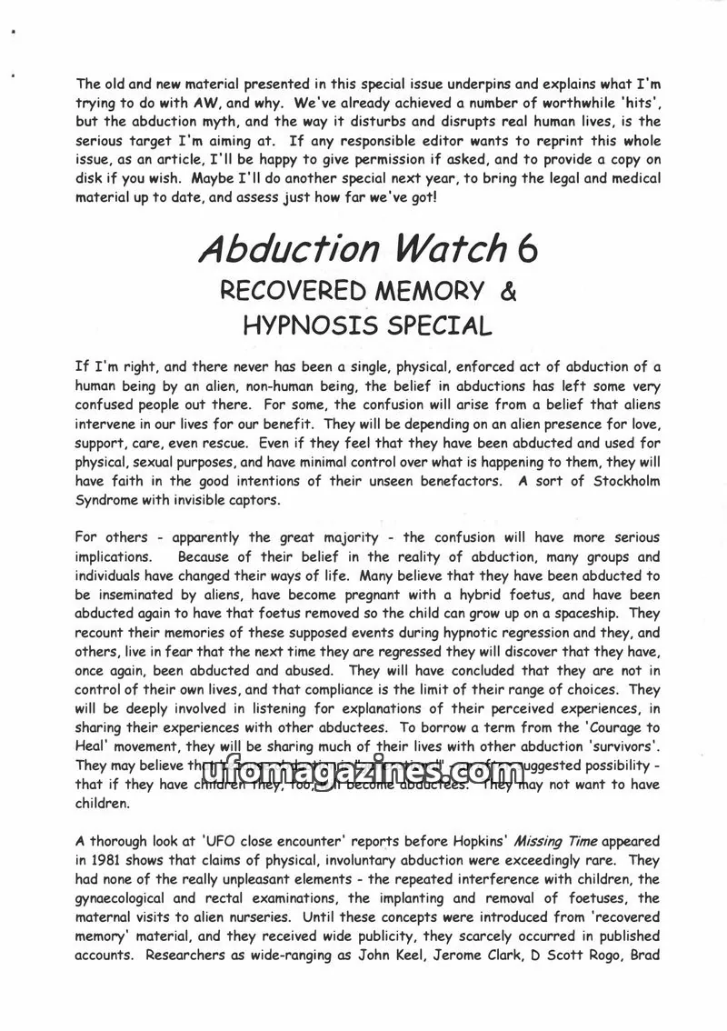 Cover of Abduction Watch (Kevin McClure) issue 6: Abduction Watch