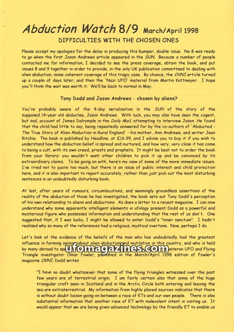 Cover of Abduction Watch (Kevin McClure) issue 8/9: Abduction Watch