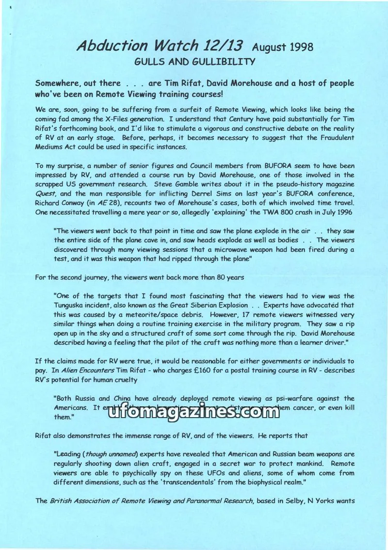 Cover of Abduction Watch (Kevin McClure) issue 12/13: Abduction Watch