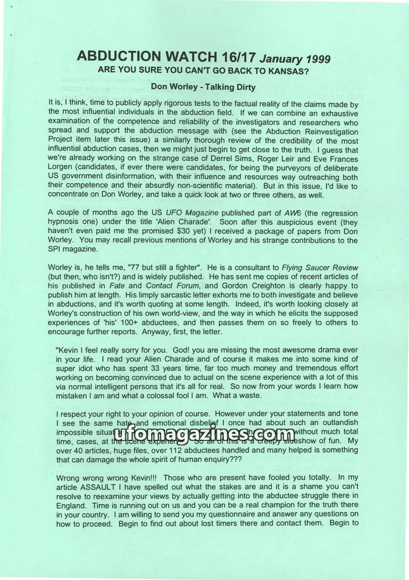 Cover of Abduction Watch (Kevin McClure) issue 16/17: ABDUCTION WATCH