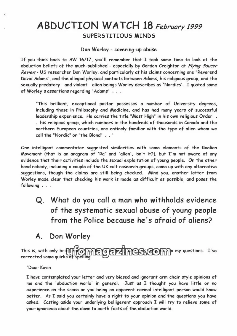 Cover of Abduction Watch (Kevin McClure) issue 18: ABDUCTION WATCH