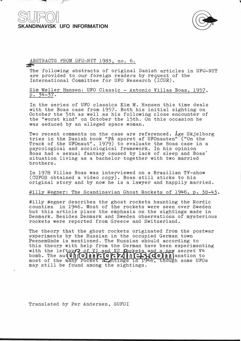 Cover of SUFOI issue no. 6: SUFOI SKANDINAVISK UFO INFORMATION