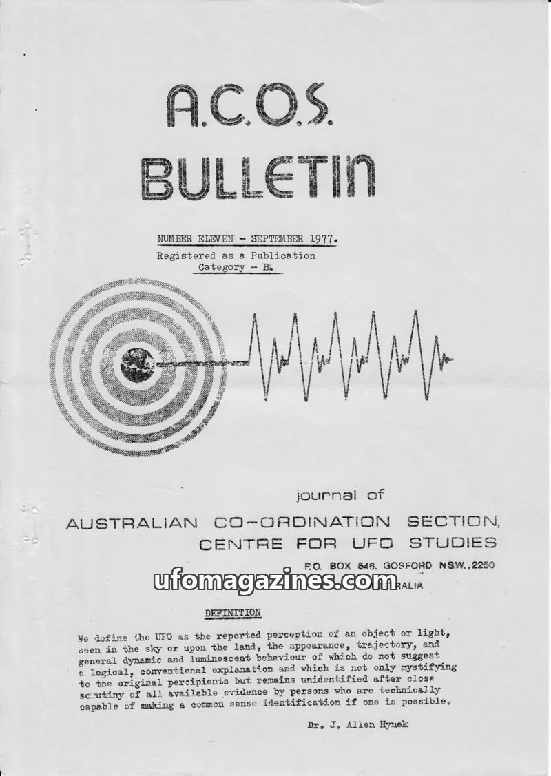 Cover of ACOS Bulletin new issue NUMBER ELEVEN: A.C.O.S. BULLETIN