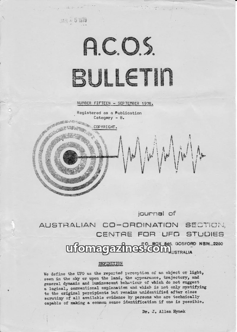 Cover of ACOS Bulletin new issue NUMBER FIFTEEN: A.C.O.S. BULLETIN