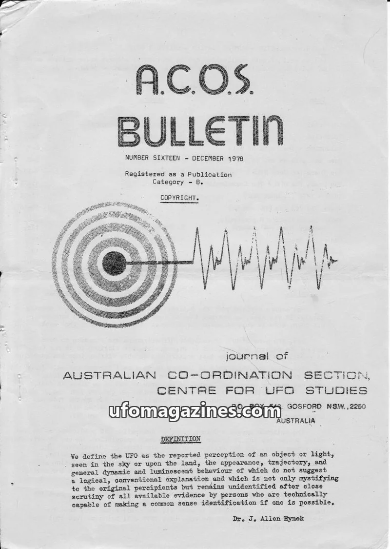 Cover of ACOS Bulletin new issue NUMBER SIXTEEN: A.C.O.S. BULLETIN