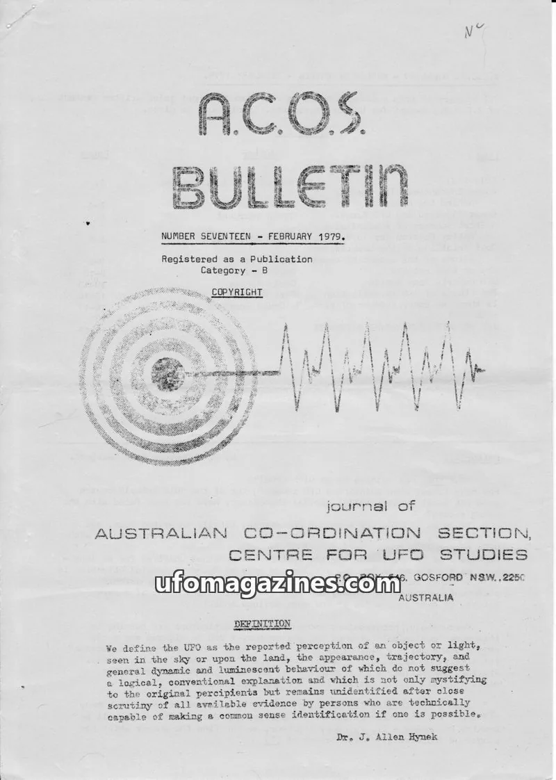 Cover of ACOS Bulletin new issue SEVENTEEN: A.C.O.S. BULLETIN