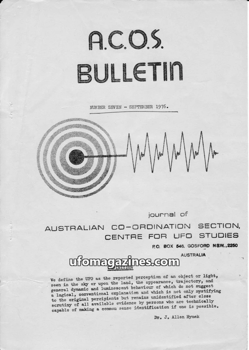Cover of ACOS Bulletin new issue NUMBER SEVEN: A.C.O.S. BULLETIN