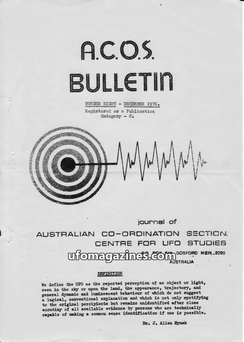 Cover of ACOS Bulletin new issue NUMBER EIGHT: A.C.O.S. BULLETIN