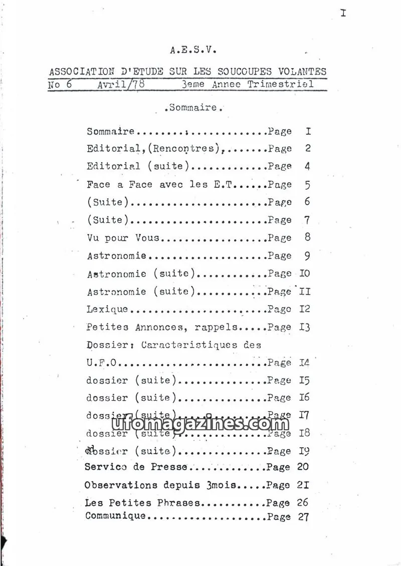 Cover of AESV issue 6: ASSOCIATION D'ETUDE SUR LES SOUCOUPES VOLANTES