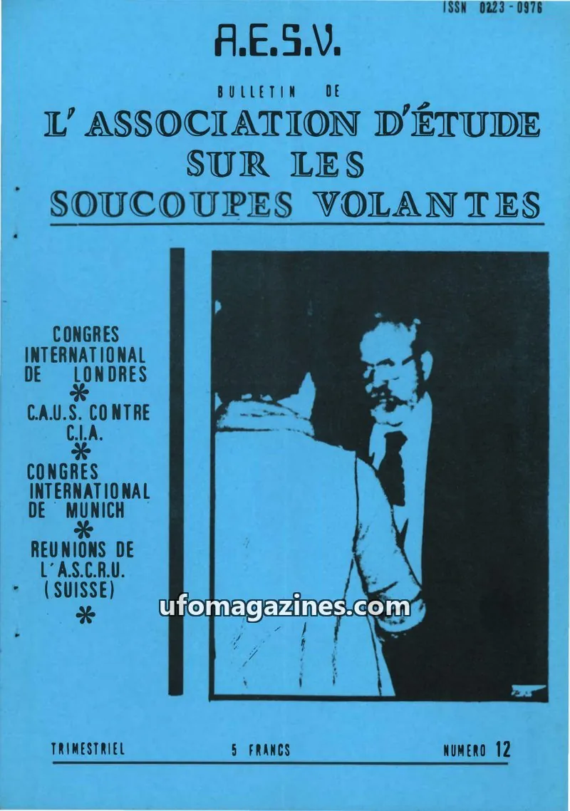 Cover of AESV issue 12: BULLETIN DE L'ASSOCIATION D'ÉTUDE SUR LES SOUCOUPES VOLANTES