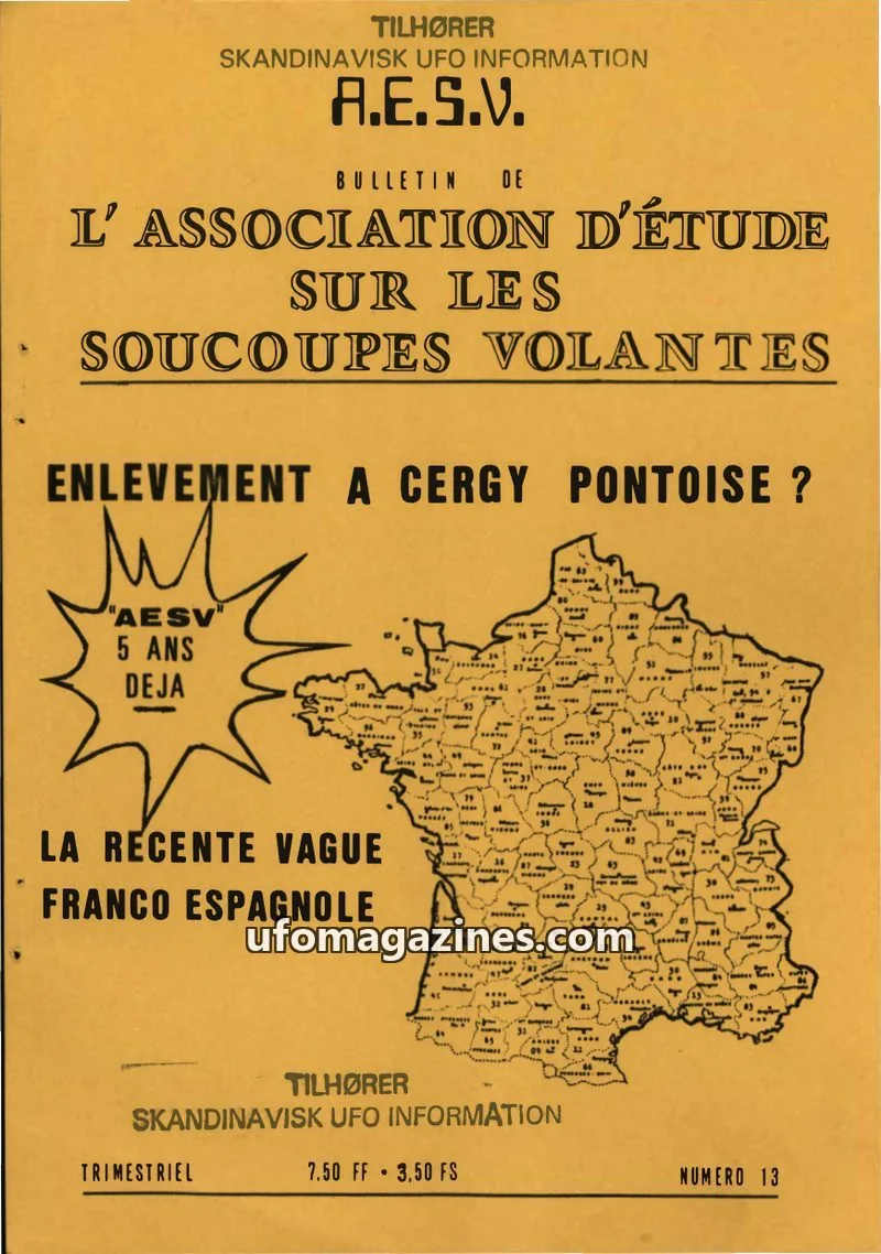 Cover of AESV issue 13: L'ASSOCIATION D'ÉTUDE SUR LES SOUCOUPES VOLANTES