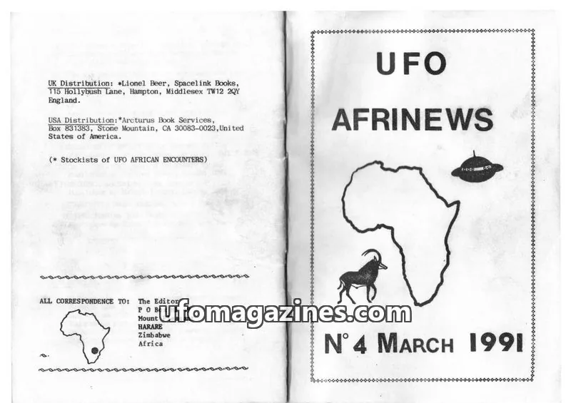 Cover of Afrinews (Cynthia Hind) issue 4: UFO AFRINEWS