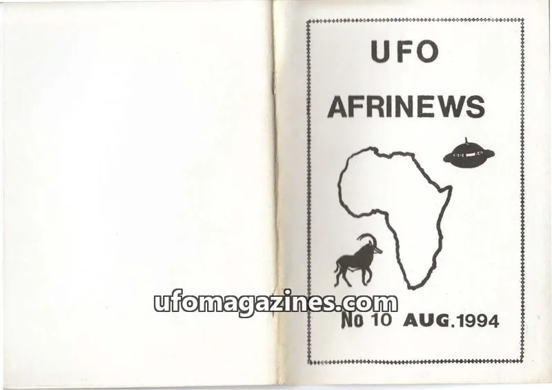 Cover of Afrinews (Cynthia Hind) issue 10: UFO AFRINEWS
