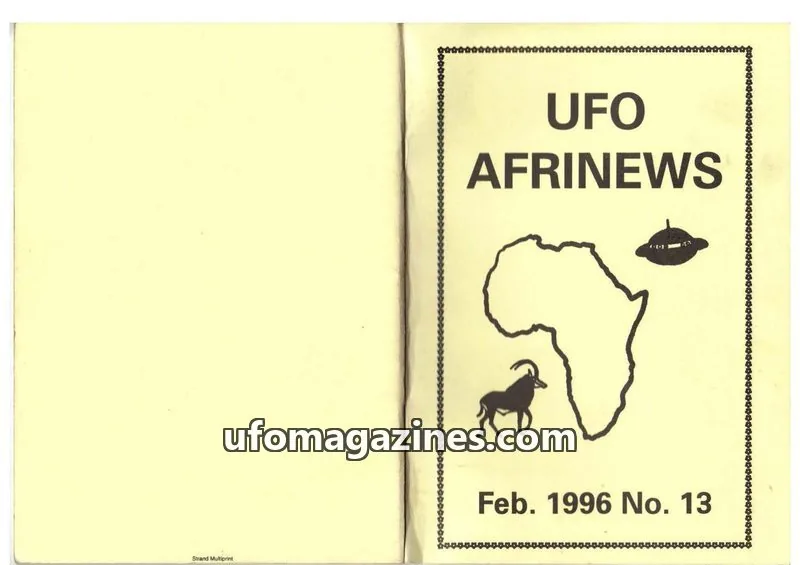 Cover of Afrinews (Cynthia Hind) issue 13: UFO AFRINEWS