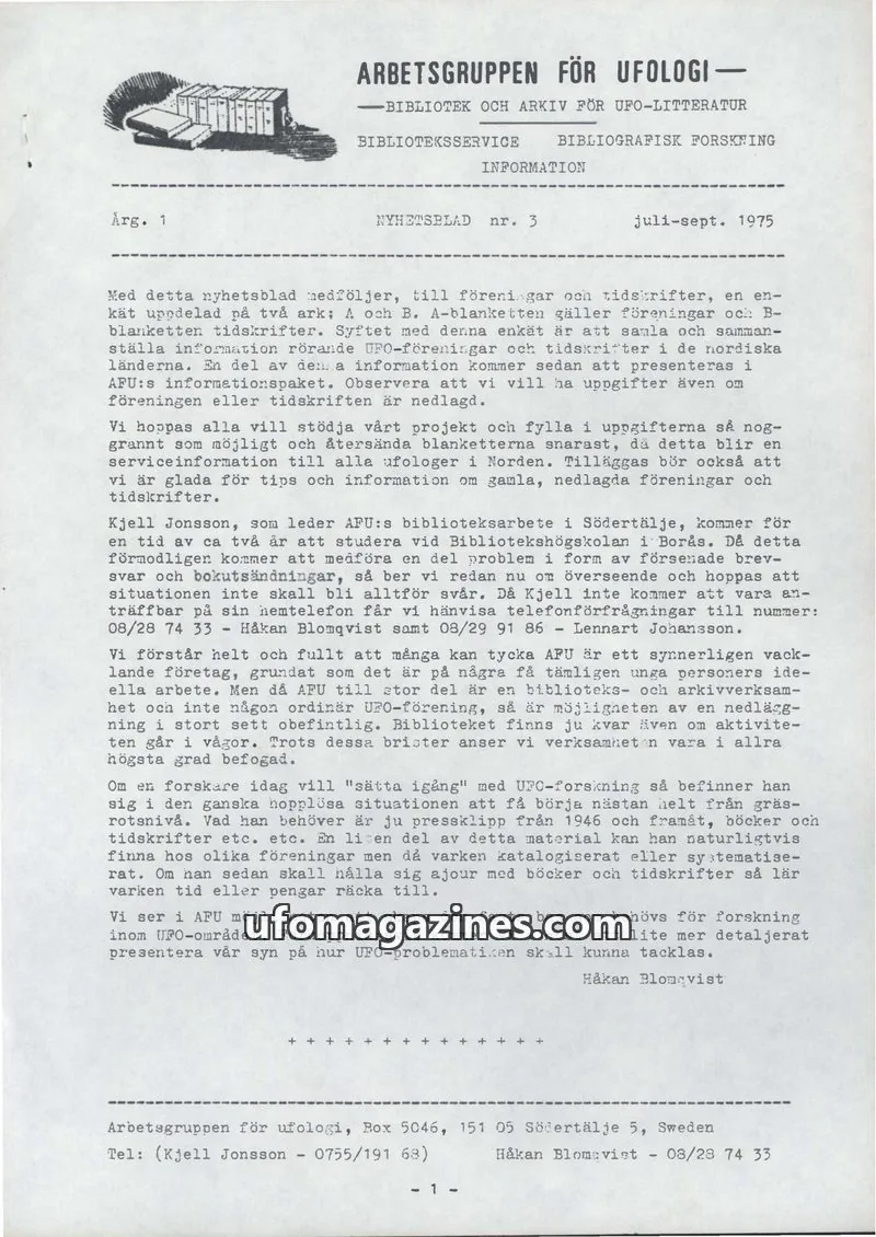 Cover of AFU Newsletter (AFU) issue 3: NYHETSBLAD