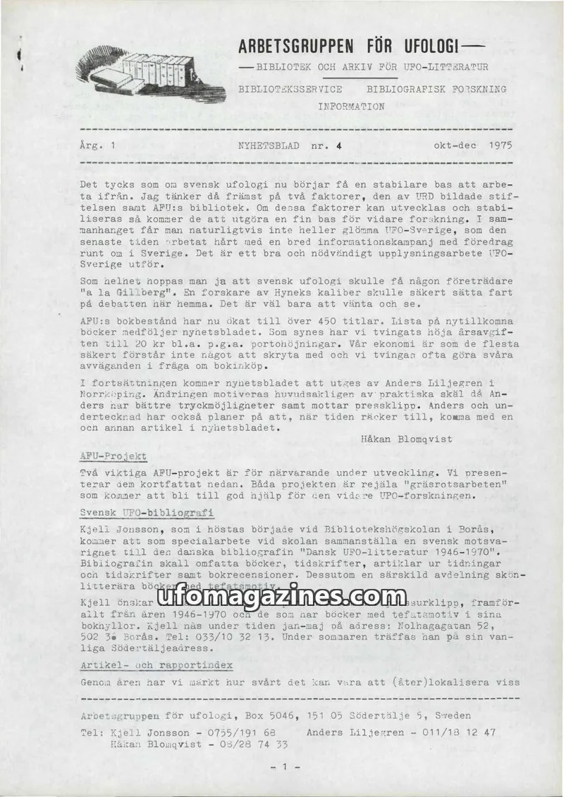 Cover of AFU Newsletter (AFU) issue 4: NYHETSBLAD