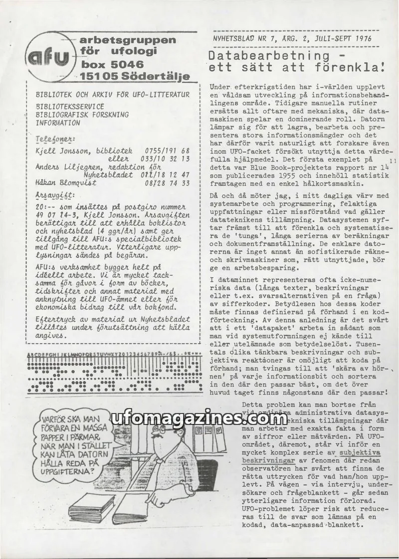 Cover of AFU Newsletter (AFU) issue NR 7: NYHETSBLAD