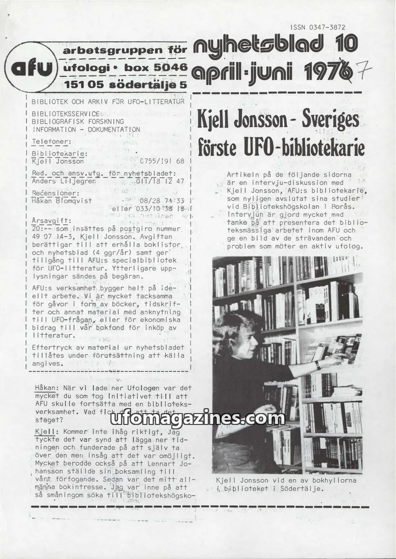 Cover of AFU Newsletter (AFU) issue 10: nyhetsblad