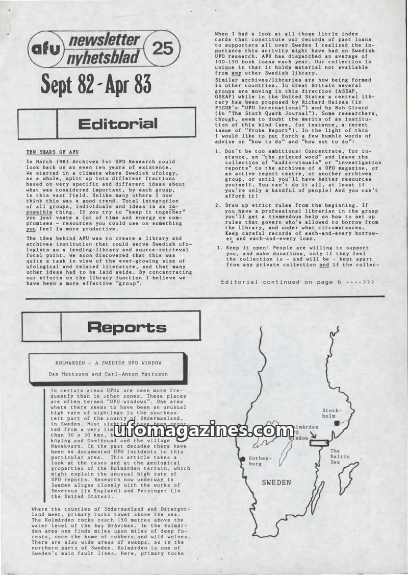 Cover of AFU Newsletter (AFU) issue 25: afu nyhetsblad