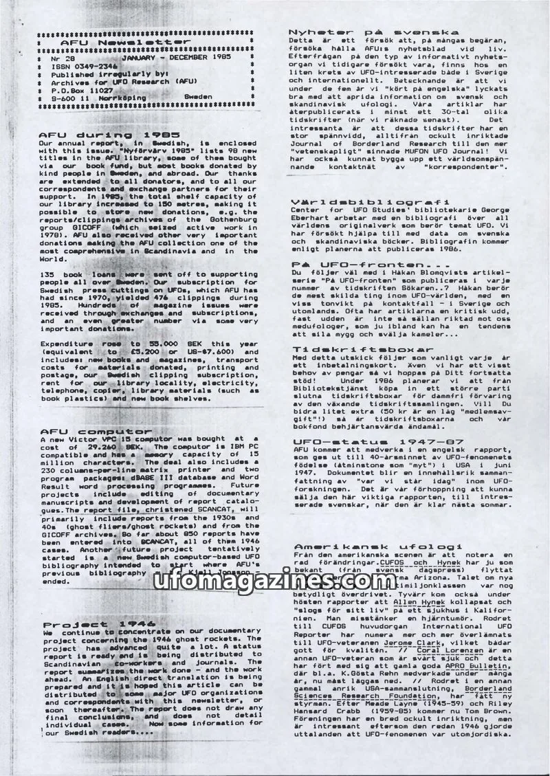 Cover of AFU Newsletter (AFU) issue Nr 28: AFU Newsletter