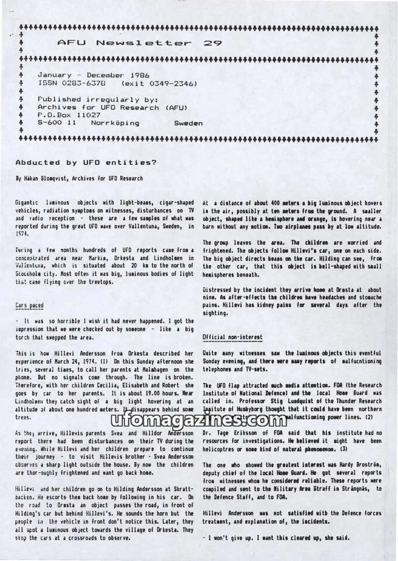 Cover of AFU Newsletter (AFU) issue 29: AFU Newsletter
