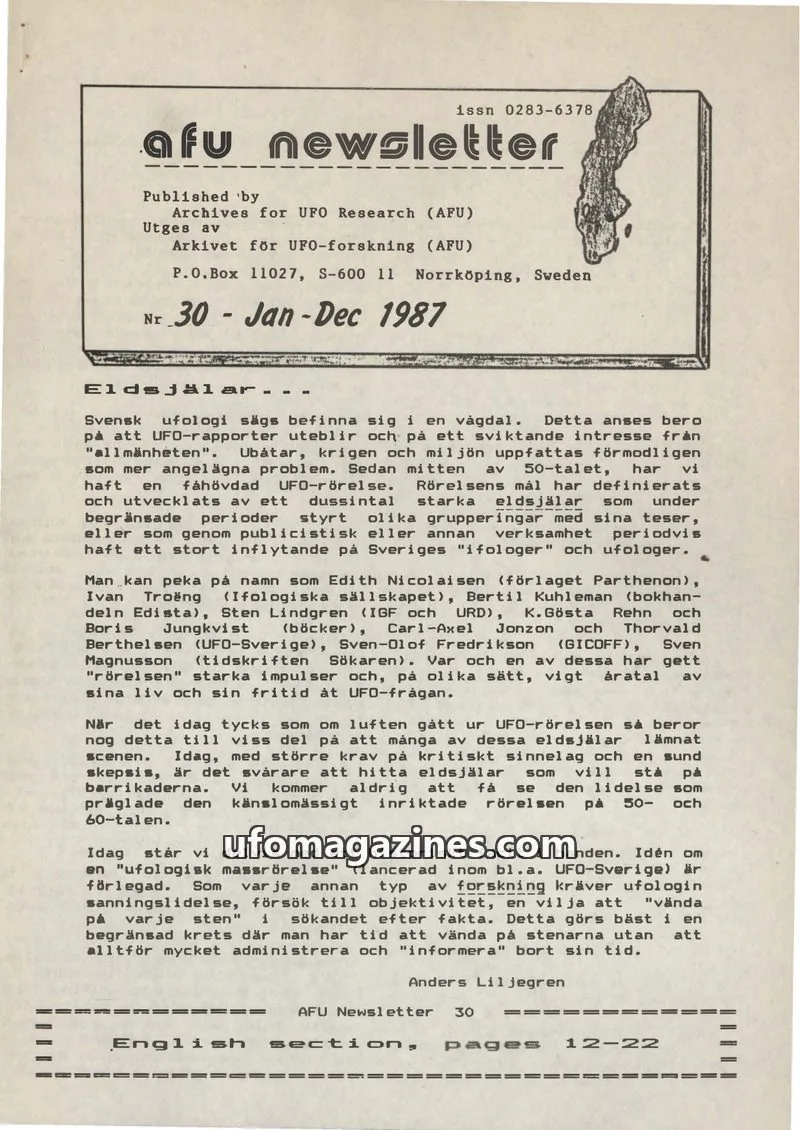 Cover of AFU Newsletter (AFU) issue 30: AFU Newsletter