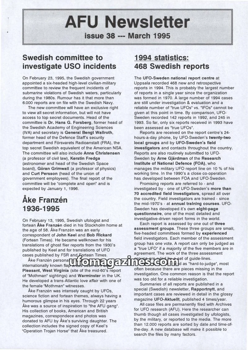 Cover of AFU Newsletter (AFU) issue 38: AFU Newsletter