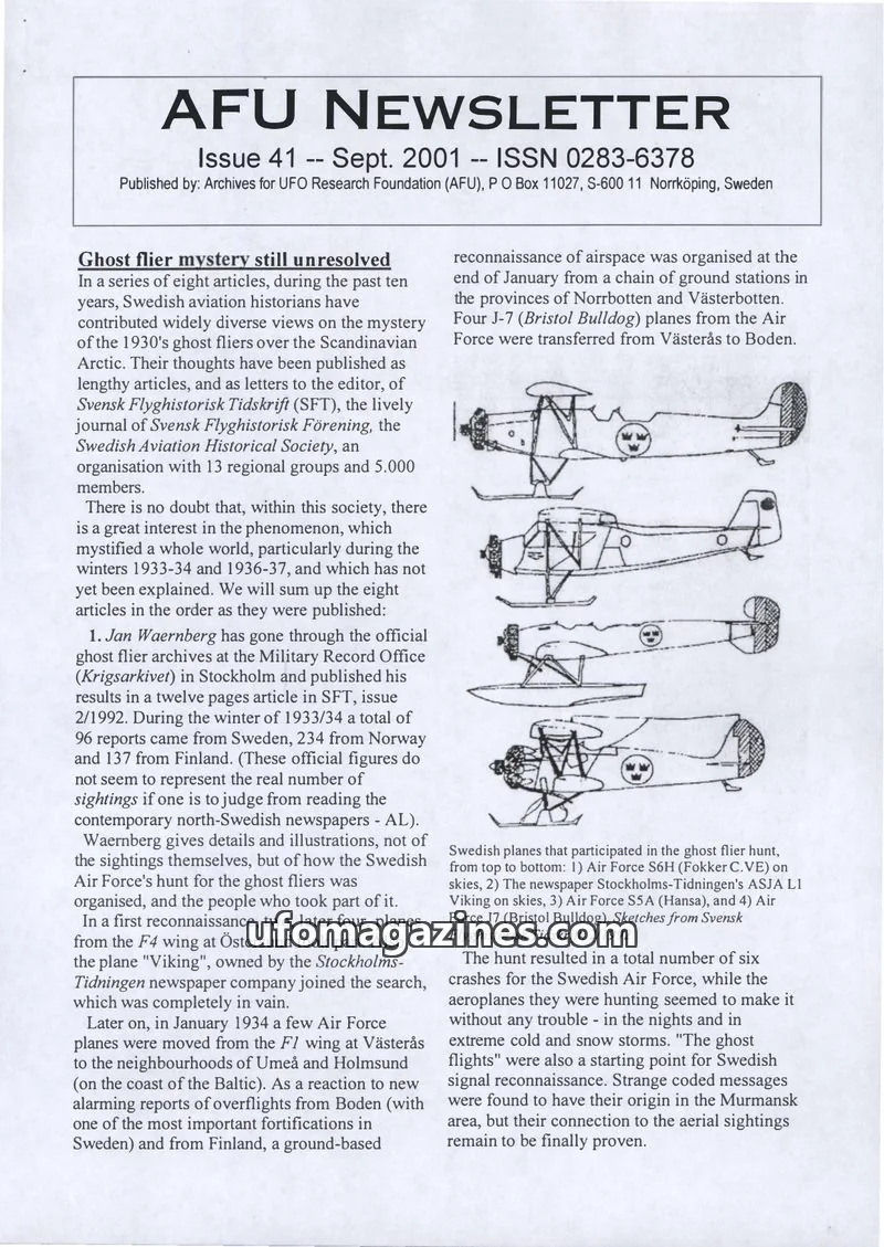 Cover of Archives for UFO Research Foundation (AFU) issue 41: AFU NEWSLETTER