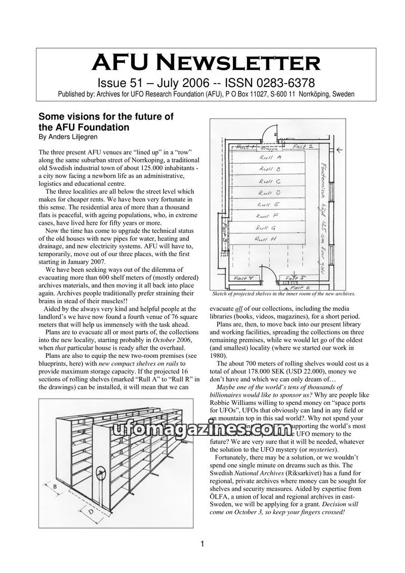 Cover of Archives for UFO Research Foundation (AFU) issue 51: AFU NEWSLETTER