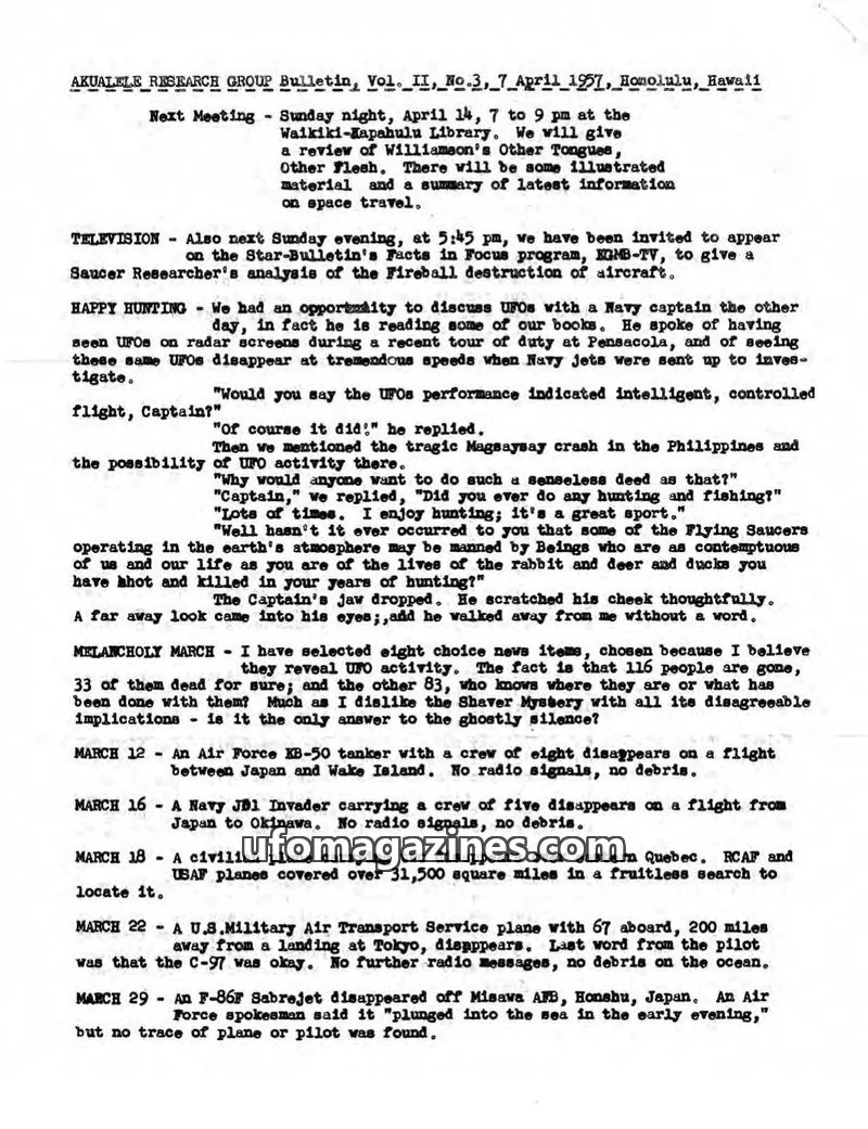 Cover of AKUALELE RESEARCH GROUP issue Vol. II, No. 3: AKUALELE RESEARCH GROUP Bulletin