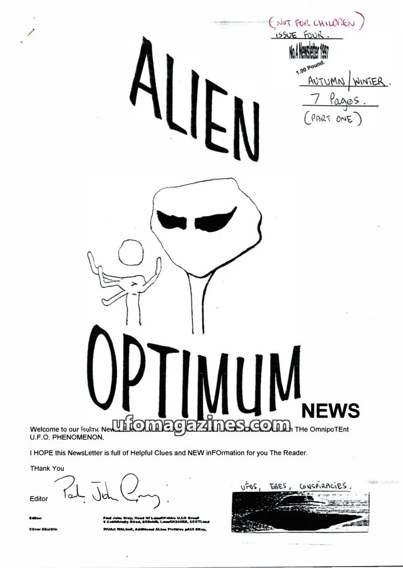 Cover of LUFOG PUBLICATIONS LTD issue FOUR: ALIEN OPTIMUM NEWS