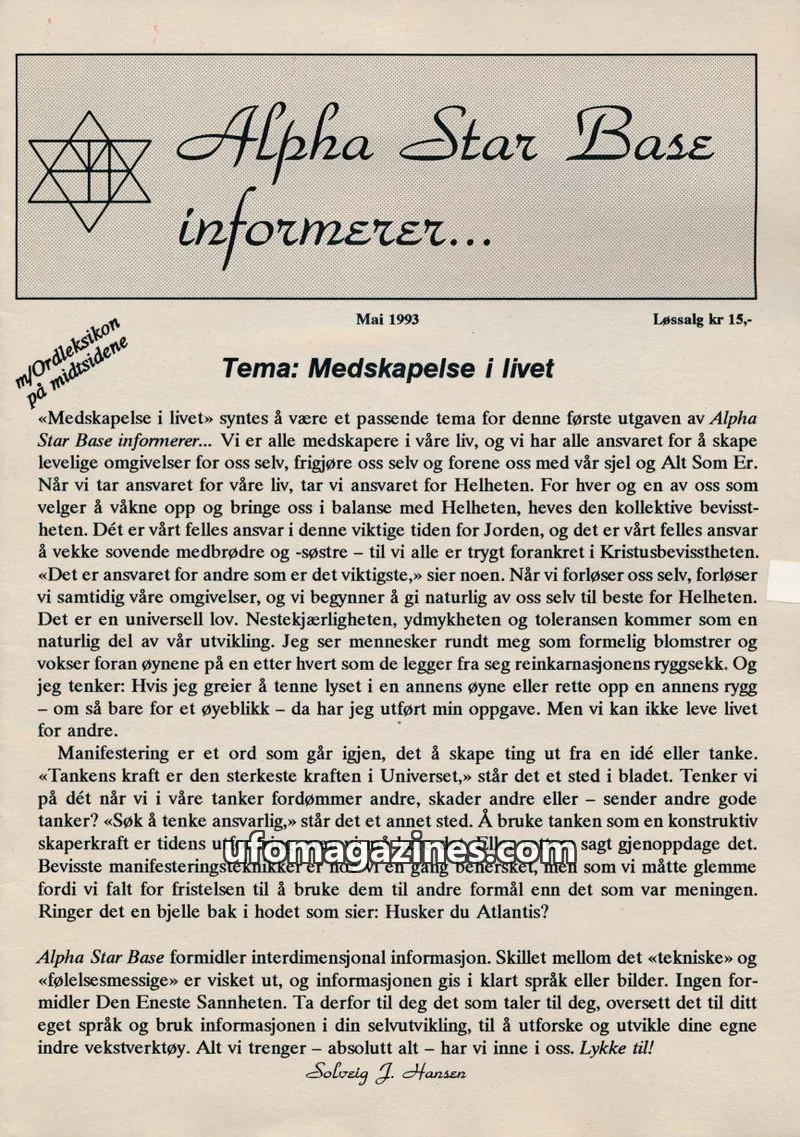 Cover of Alpha Star Base issue 1: Alpha Star Base informerer...