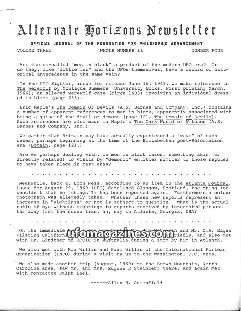 Cover of Foundation for Philosophic Advancement issue 16: Alternate Horizons Newsletter