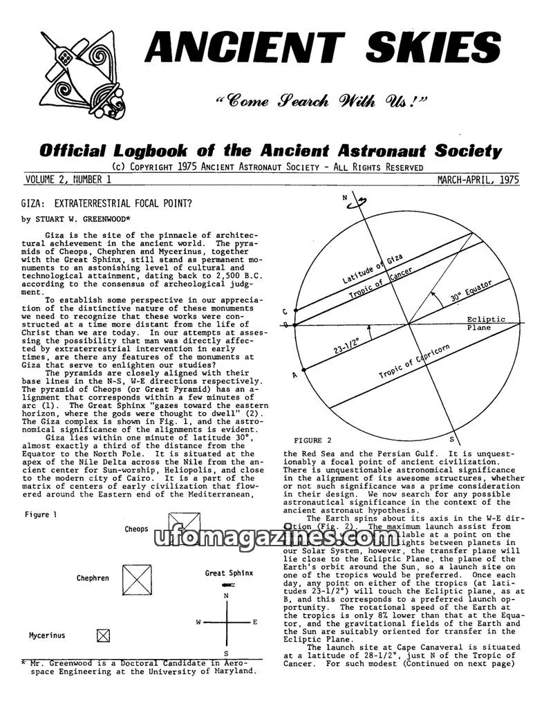 Cover of ANCIENT ASTRONAUT SOCIETY issue VOLUME 2, NUMBER 1: ANCIENT SKIES