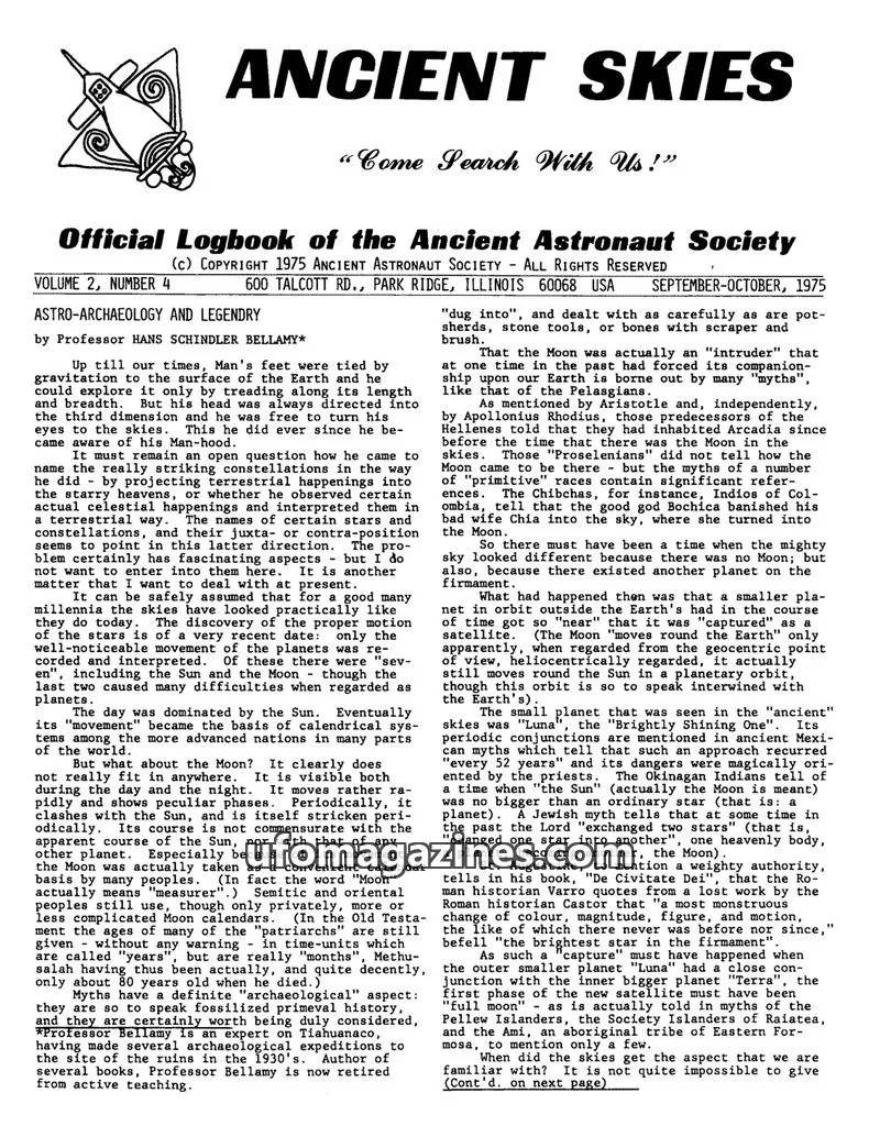 Cover of ANCIENT ASTRONAUT SOCIETY issue VOLUME 2, NUMBER 4: ANCIENT SKIES