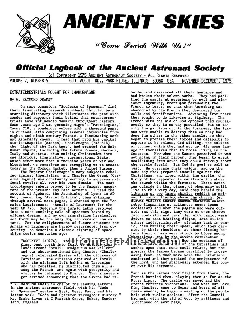 Cover of ANCIENT ASTRONAUT SOCIETY issue VOLUME 2, NUMBER 5: ANCIENT SKIES