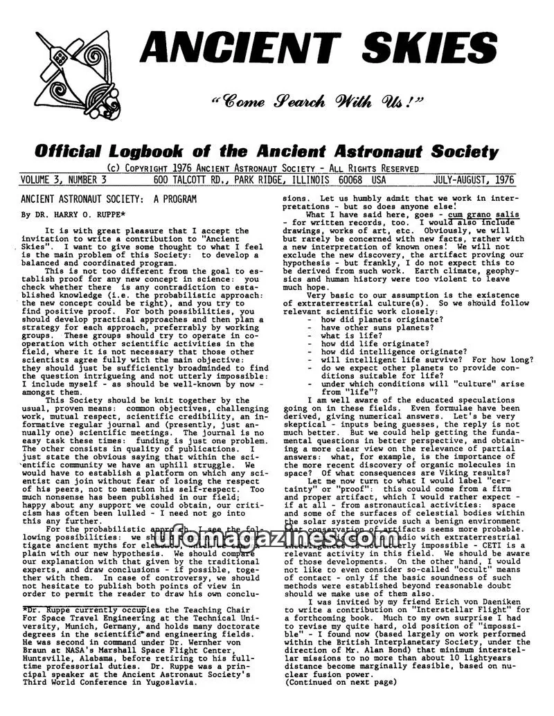 Cover of ANCIENT ASTRONAUT SOCIETY issue 3: Official Logbook of the Ancient Astronaut Society