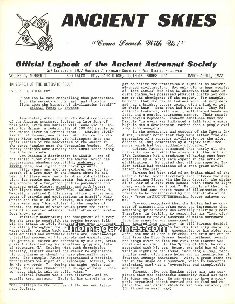 Cover of ANCIENT ASTRONAUT SOCIETY issue 1: ANCIENT SKIES