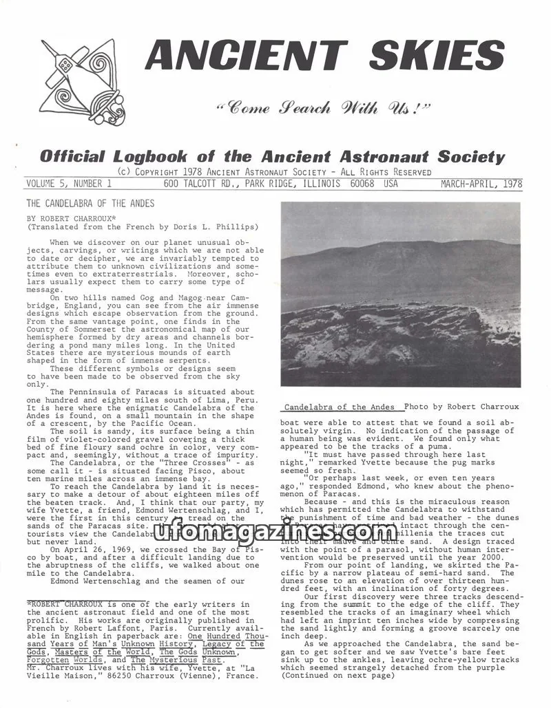 Cover of ANCIENT ASTRONAUT SOCIETY issue 1: ANCIENT SKIES