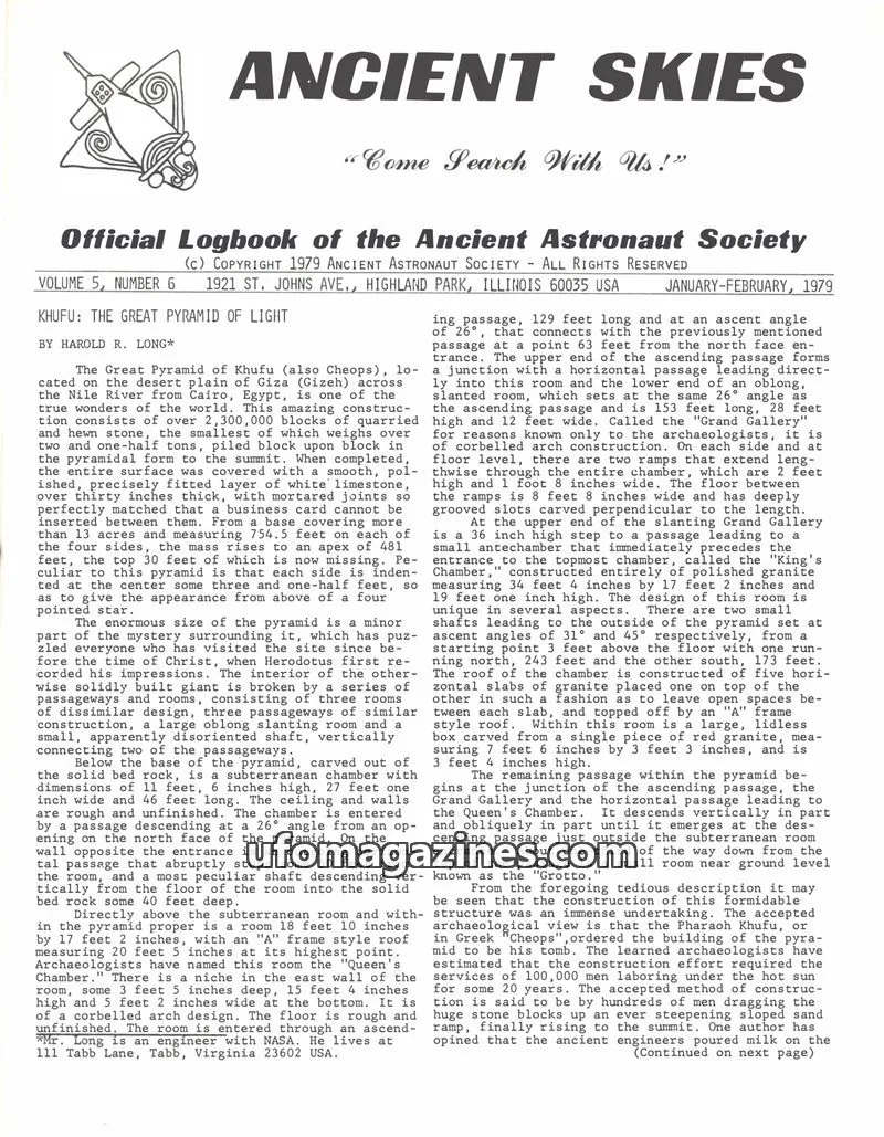 Cover of ANCIENT ASTRONAUT SOCIETY issue VOLUME 5, NUMBER 6: ANCIENT SKIES