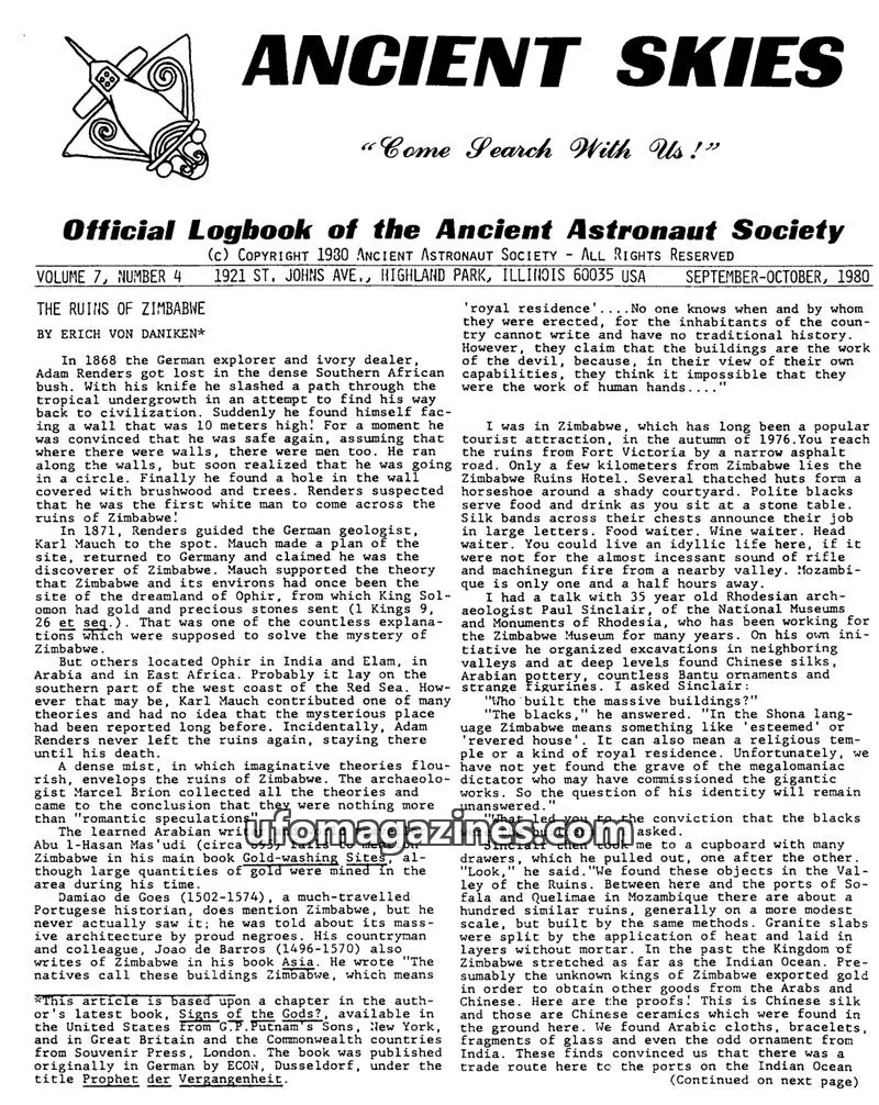Cover of ANCIENT ASTRONAUT SOCIETY issue 4: ANCIENT SKIES