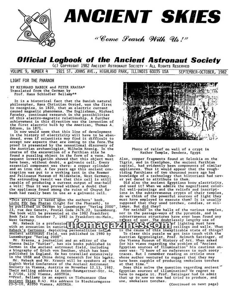 Cover of ANCIENT ASTRONAUT SOCIETY issue VOLUME 9, NUMBER 4: ANCIENT SKIES