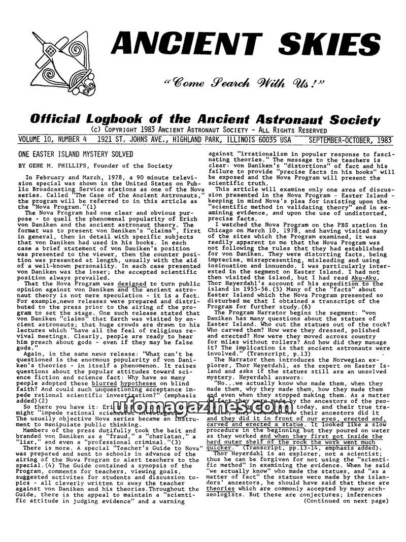 Cover of ANCIENT ASTRONAUT SOCIETY issue 4: ANCIENT SKIES