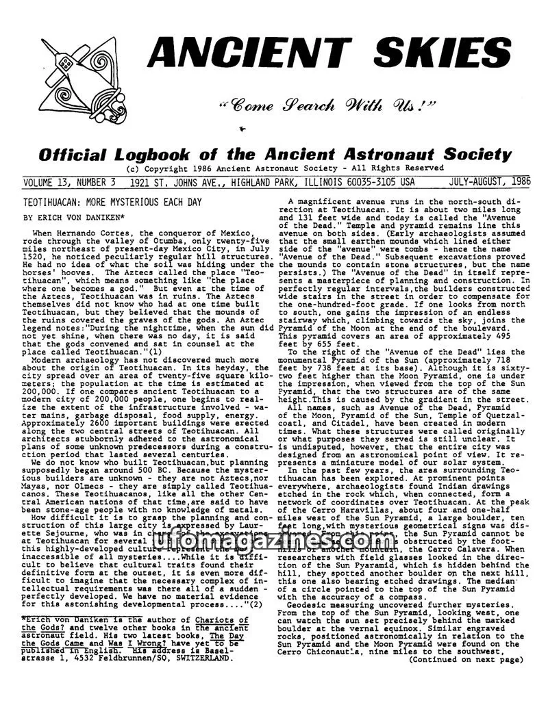 Cover of Ancient Astronaut Society issue 3: ANCIENT SKIES