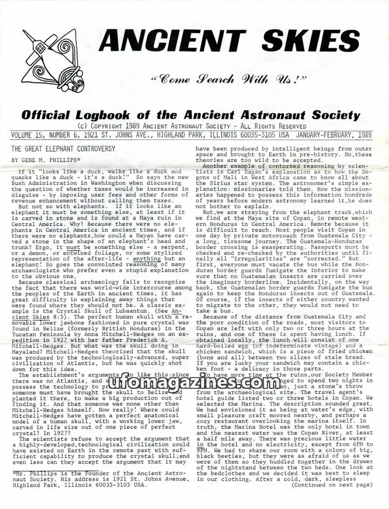 Cover of ANCIENT ASTRONAUT SOCIETY issue VOLUME 15, NUMBER 6: ANCIENT SKIES