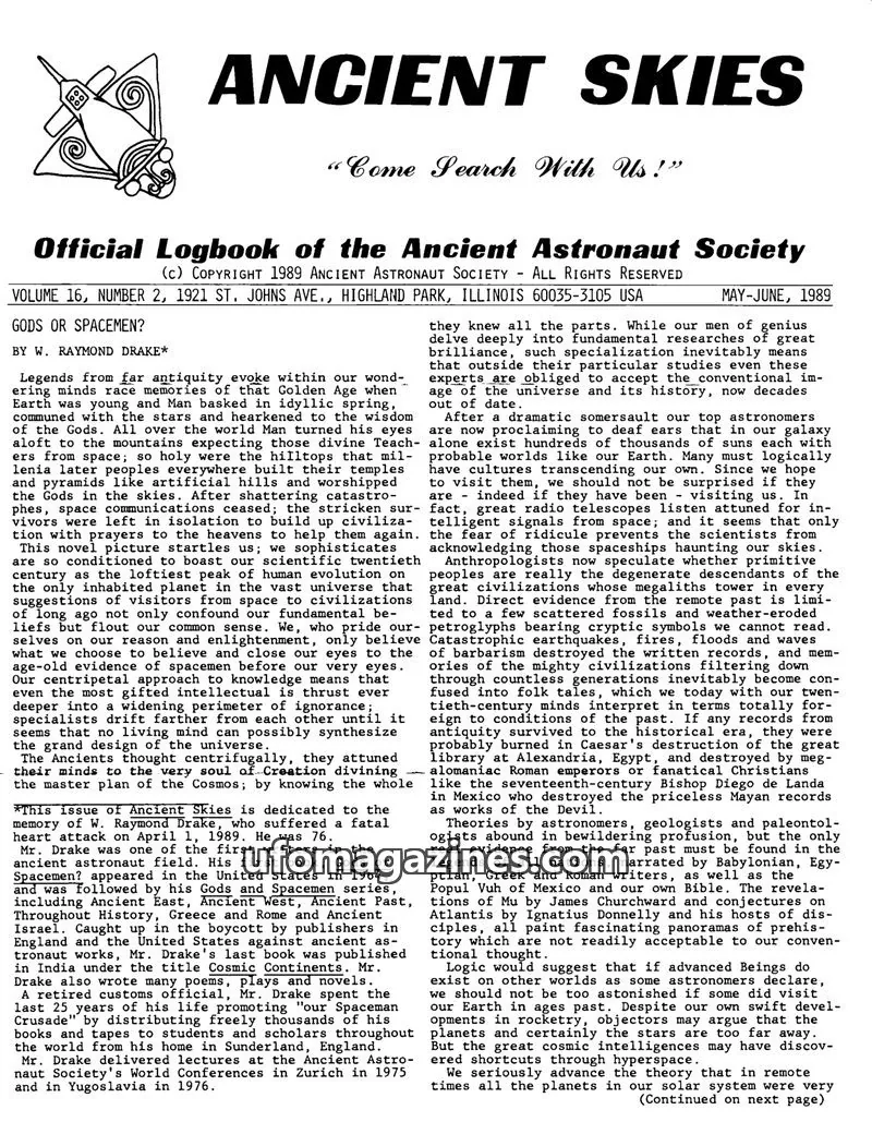Cover of ANCIENT ASTRONAUT SOCIETY issue 2: ANCIENT SKIES