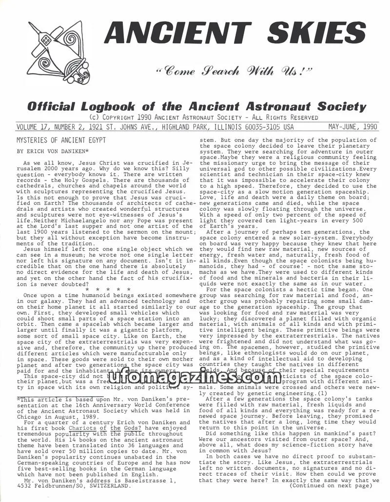 Cover of ANCIENT ASTRONAUT SOCIETY issue 2: ANCIENT SKIES