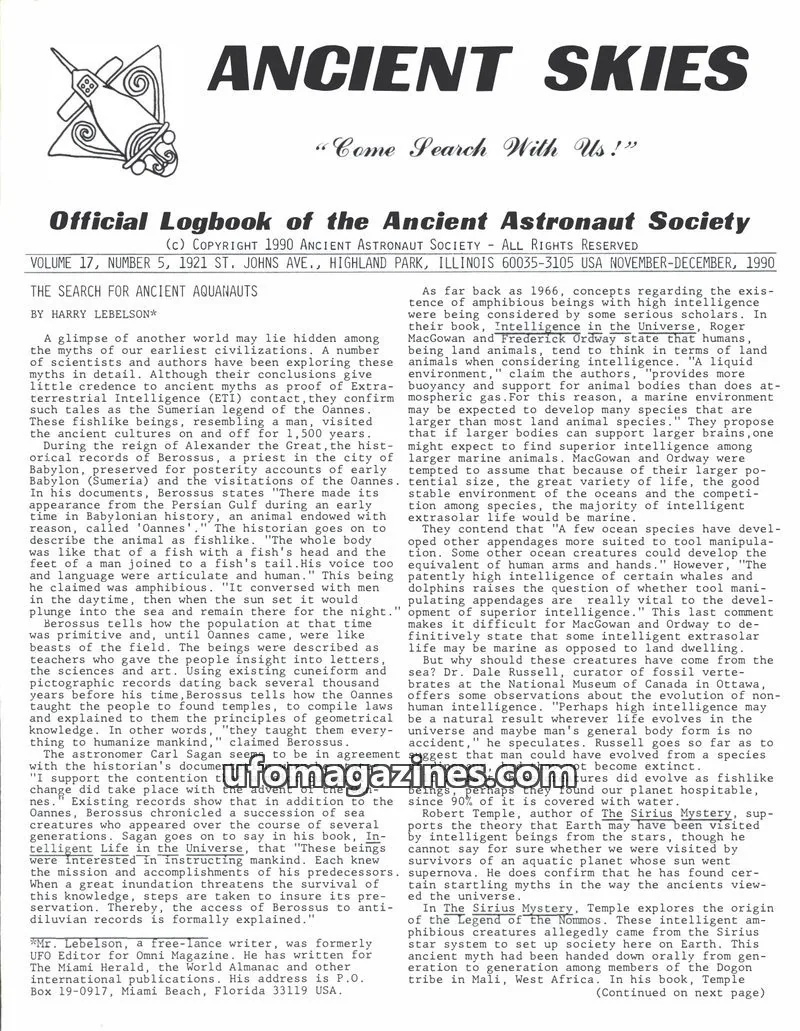 Cover of ANCIENT ASTRONAUT SOCIETY issue NUMBER 5: ANCIENT SKIES
